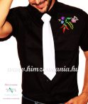 Mens Shirts - folk embroidery from Hungary - black