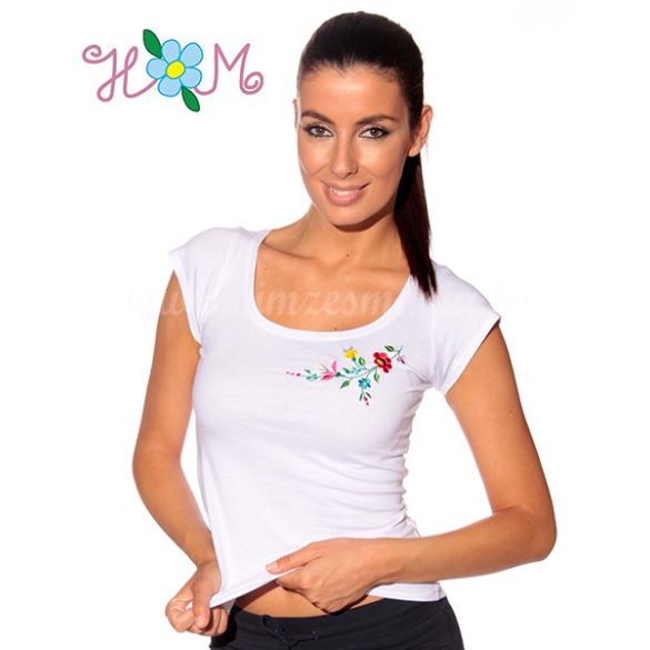 Embroidery Mania - T-shirt Kalocsa folk machine-embroidered - white