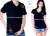V-neck T-shirt short sleeves - machine embroidy - Kalocsa style Hungary - black