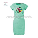 Kalocsai mintás pólóruha - kézi hímzés - menta