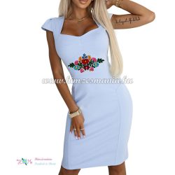 Kalocsa pattern cocktail dress - hand embroidery - navy