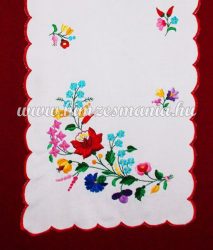 Kalocsa runner -  hand embroidered - hand red borders
