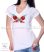 Woman V-neck T-shirt - short sleeve - hungarian folk - hand embroidery - kalocsa butterfly pattern - white