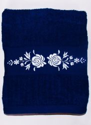 Towels - hungarian folk embroidery - Matyo style - blue - white design