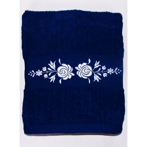 Towels - hungarian folk embroidery - Matyo style - blue - white design