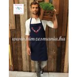 Kézi hímzésű matyó mintás kötény - unisex - navy 