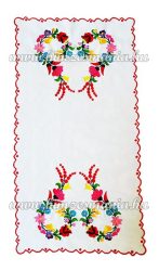 Tablecloth - hungarian folk - hand embroidery - Kalocsa heart motif - 66x34 cm