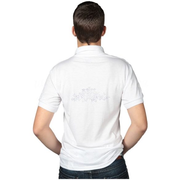 Hímzésmánia - hímezhető férfi galléros póló kalocsai mintával - fehér 