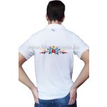 Hímzésmánia - hímezhető férfi galléros póló kalocsai mintával - fehér 