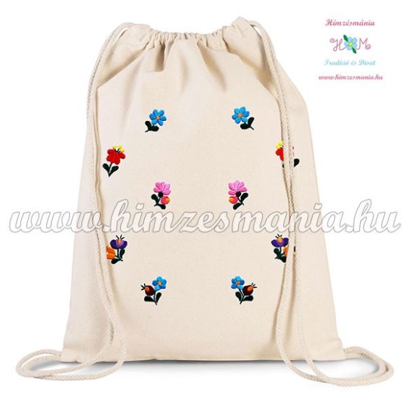 Canvas backpack - folk embroidery - Hungary - Matyo pattern - Natur