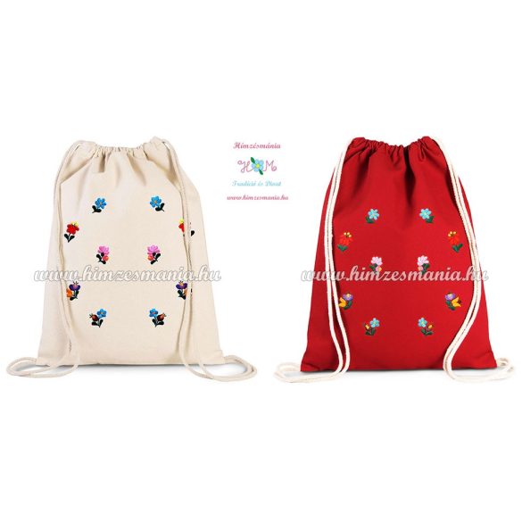 Matyó mintás hátizsák - kézi hímzés - natúr