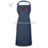Matyó mintás farmer kötény - kézi hímzés - unisex - sötét denim