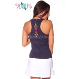 Hímzésmánia - hátulján hímzett matyó mintás trikó - kék - (XL)