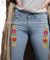 Women's jeans - folk embroidery - Kalocsa style - denim light blue Women's jeans - folk embroidery - Kalocsa style - denim light blue