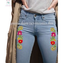  Women's jeans - folk embroidery - Kalocsa style - denim light blue