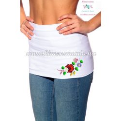   Waist Warmer - folk flower - machnine embroidery - Kalocsa motif - white