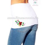 Waist Warmer - folk flower - machnine embroidery - Kalocsa motif - white