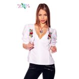 Blouse - hungarian handmade - embroidery Kalocsa style - white