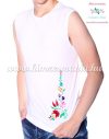MEN SLEEVLESS T-SHIRT - hungarian folk machine-embroidery - Kalocsa style - white - Embroidery Mania MEN SLEEVLESS T-SHIRT - hungarian folk machine-embroidery - Kalocsa style - white - Embroidery Mania