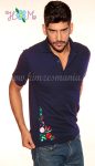 Mens Polo Shirts - hungarian embroidery - kalocsa motif - navy Mens Polo Shirts - hungarian embroidery - kalocsa motif - navy
