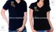 V-neck, short-sleeved T-shirt women - machine embroidery - Kalocsa folk motif - black