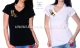 V-neck, short-sleeved T-shirt women - machine embroidery - Kalocsa folk motif - black