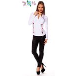 Embroidery Mania - Long Sleeve polo - hungarian folk embroidered - kalocsa stye - white
