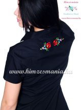   Women's shirt - hungarian folk machine embroidery - Kalocsa style - Embroidery Mania - black