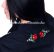 Women's shirt - hungarian folk machine embroidery - Kalocsa style - Embroidery Mania - black