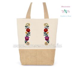   Canvas bag - folk embroidery - handmade - Matyó style - natural