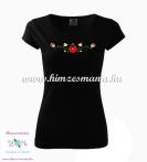   Woman's Short Sleeve T-Shirts - hungarian folk embroidery - Matyo motif - black