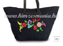 Handbag - folk embroidered - handmade - Kalocsa style - blue