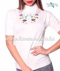 Women turtleneck sweater - hungarian folk embroidery - Kalocsa pattern - cream