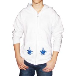   Hímzésmánia - kézzel hímzett kalocsai kapucnis, cipzáras férfi felső - hímzés színe választható