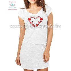   Women's cotton clothing - folk embroidery - matyo heart motif - white