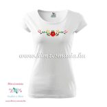 Woman's Short Sleeve T-Shirts - hungarian folk embroidery - Matyo motif - white