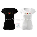 Woman's Short Sleeve T-Shirts - hungarian folk embroidery - Matyo motif - white