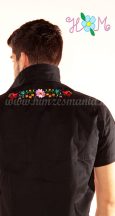   Hímzésmánia - hátulján hímzett kalocsai férfi ing - fekete