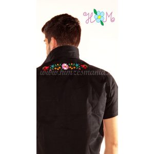 Hímzésmánia - hátulján hímzett kalocsai férfi ing - fekete
