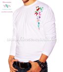   Hosszú ujjú fehér férfi póló kalocsai hímzéssel - Hímzésmánia 