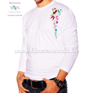 Embroidery Mania - T-shirt - long sleeve - hungaryan folk from Kalocsa - white