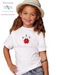   T-shirt for girls - hungarian folk machine embroidery - Matyo style - white