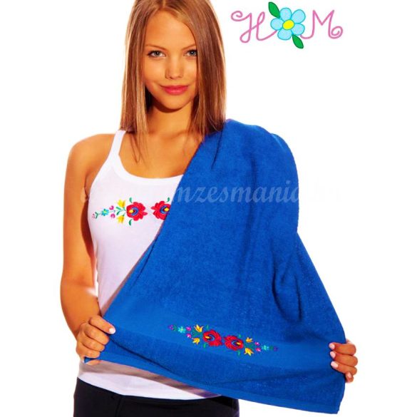Towels - hungarian folk embroidery - Matyo style - royal blue