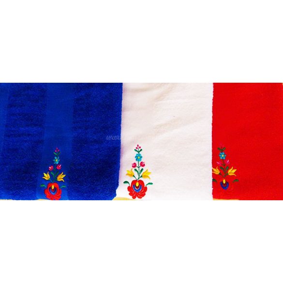 Hímzésmánia - matyó hímzett törölköző - kék