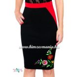 Elegant skirt - folk hand embroidered - tradicional Kalocsa motiv - red