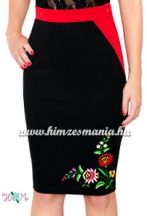   Elegant skirt - folk hand embroidered - tradicional Kalocsa motiv - red
