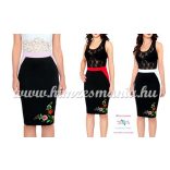Elegant skirt - folk hand embroidered - tradicional Kalocsa motiv - red