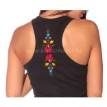 Hímzésmánia - hátulján hímzett matyó mintás trikó -fekete (XL)