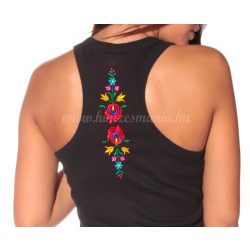   Hímzésmánia - hátulján hímzett matyó mintás trikó -fekete (XL)