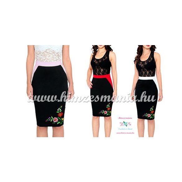 Elegant skirt - folk hand embroidered - tradicional Kalocsa motif - pastel
